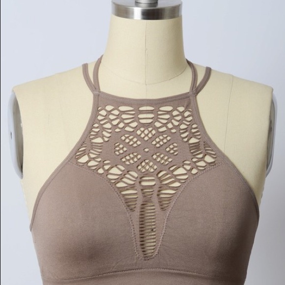 ❗️CLOSING SALE❗️ Mocha Floral Seamless Bralette - Picture 2 of 4